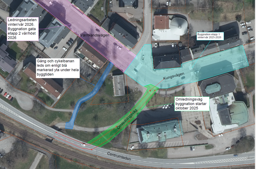 Kartbild över planerad byggnation Värmlandsvägen.