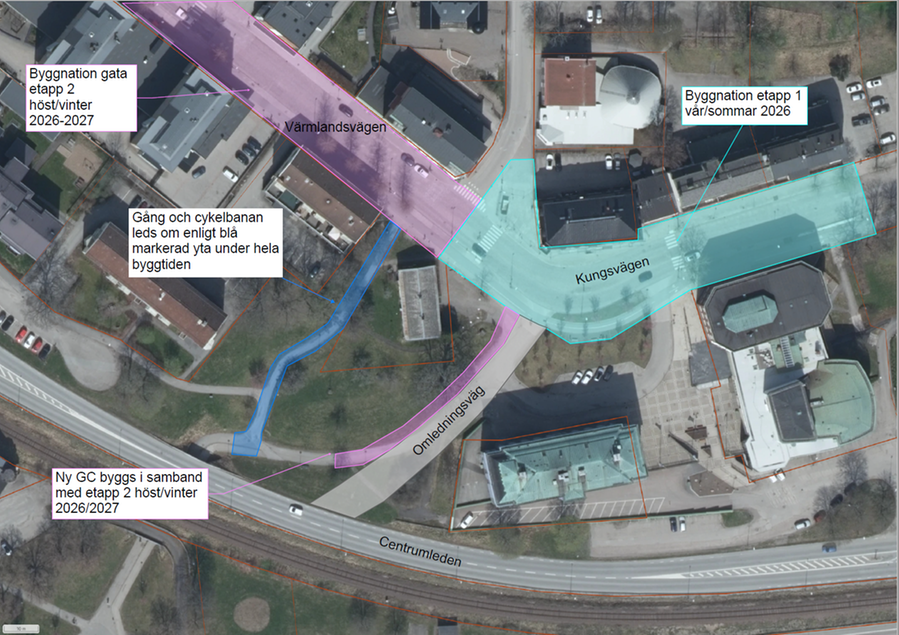 Kartbild över planerad byggnation Värmlandsvägen.