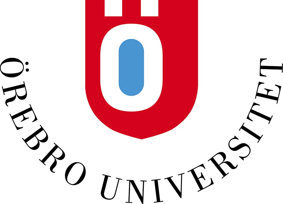 Örebro universitets logotyp med rött slott i mitten